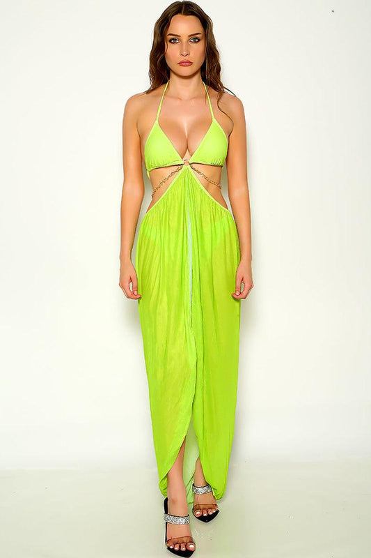 Lime Mesh O-Ring Two Piece Sexy Swimsuit