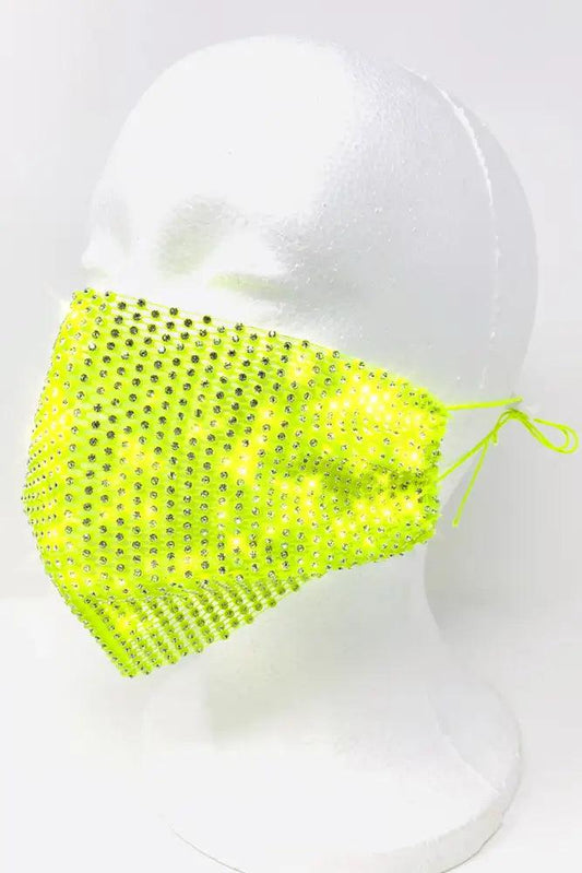 Lime Rhinestones One Piece Face Mask