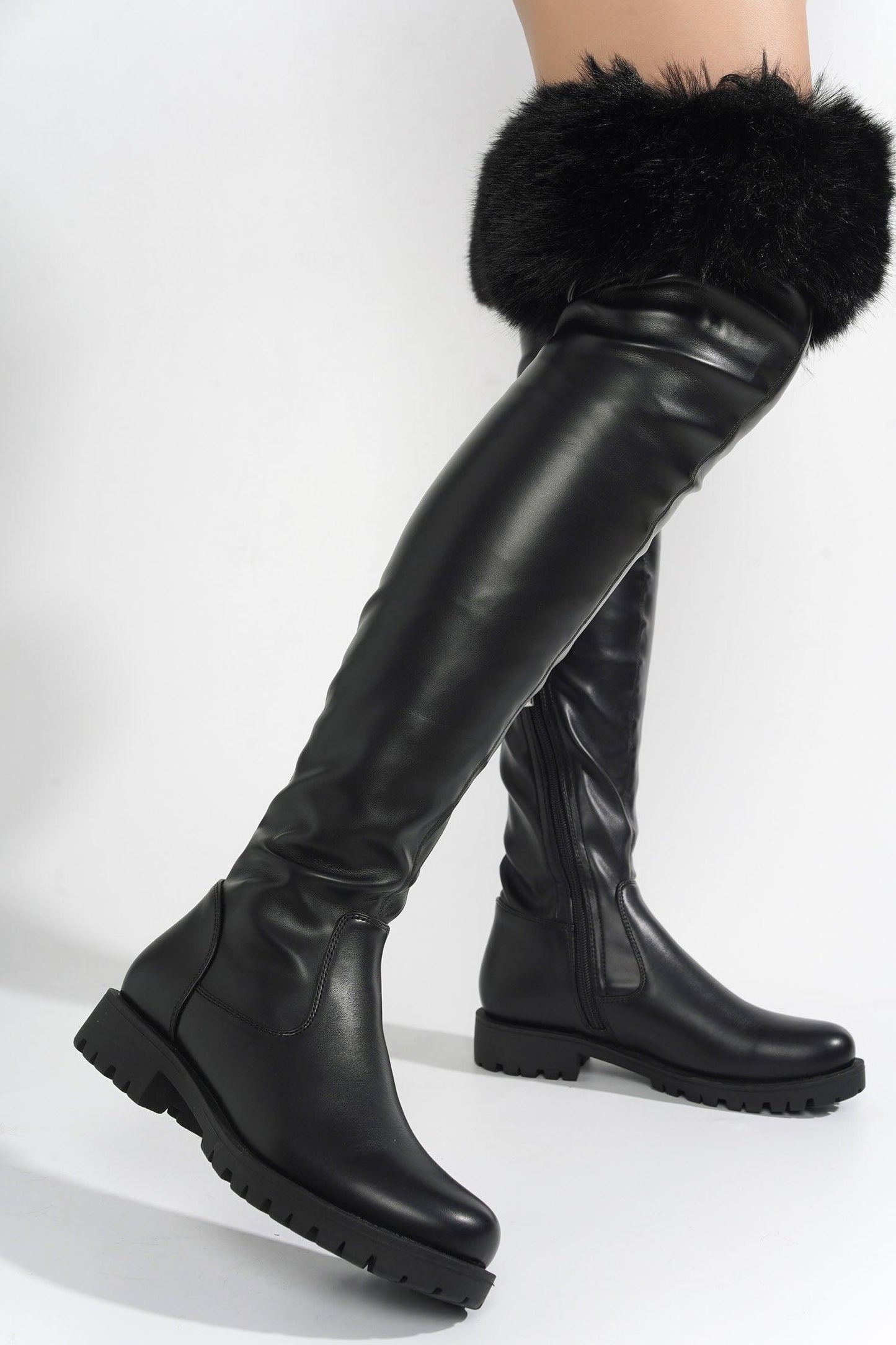 MEGHANI - BLACK Thigh High Boots