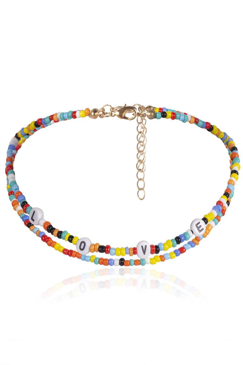 Multi Love Charm Bead Double Necklace