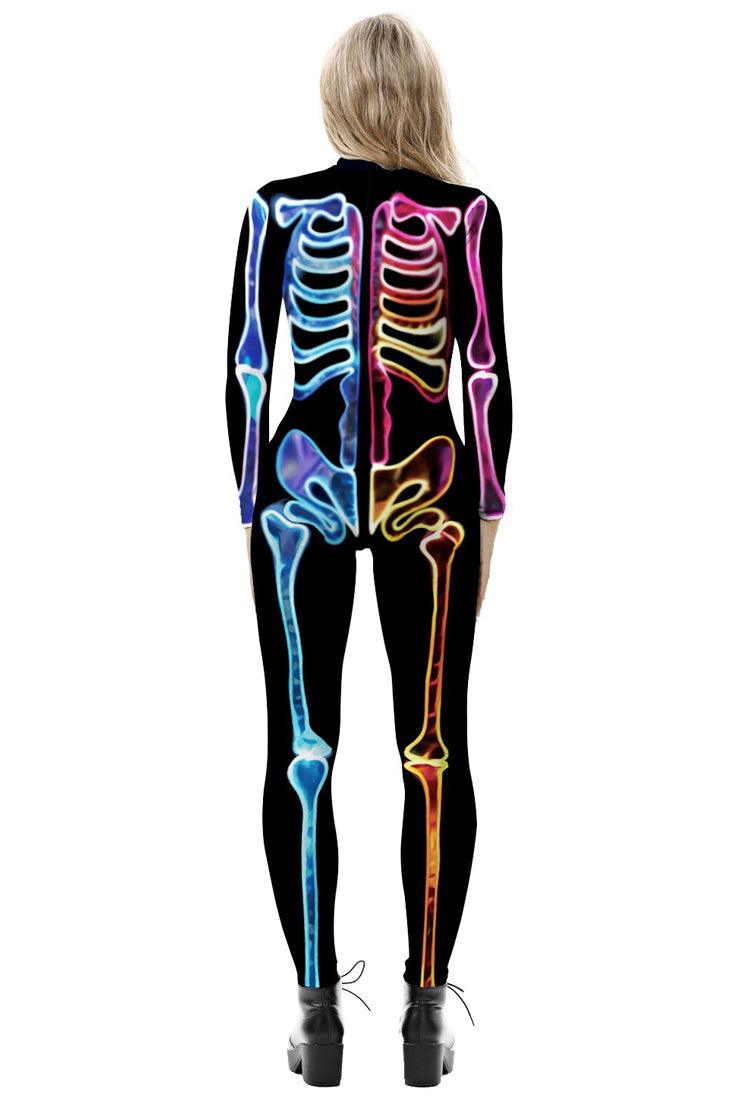 Multi Neon Skeleton Black Jumpsuit