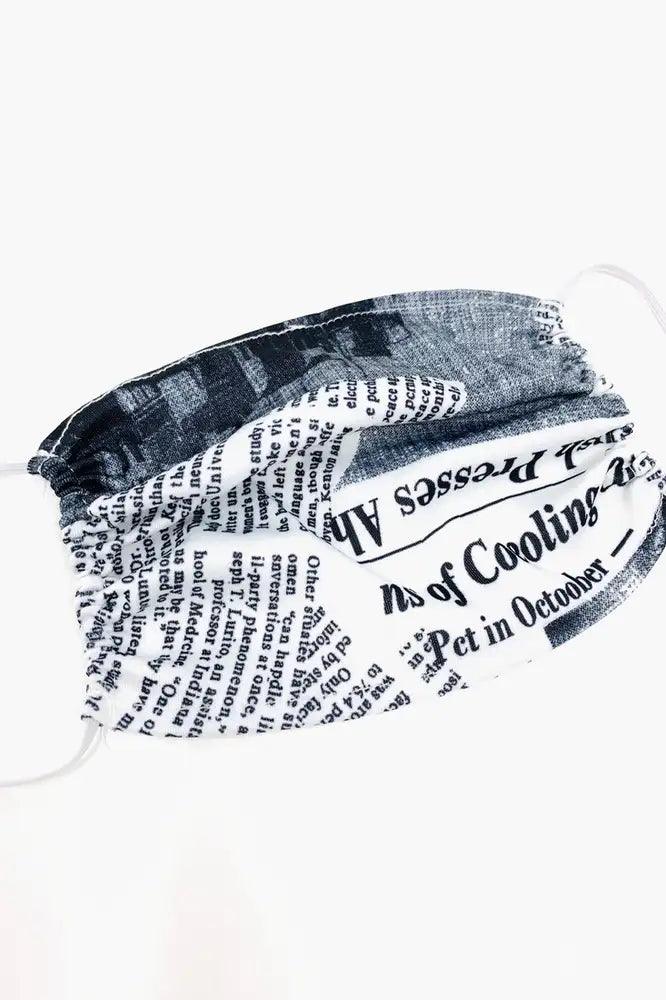 Newspaper Print Reusable Face Mask