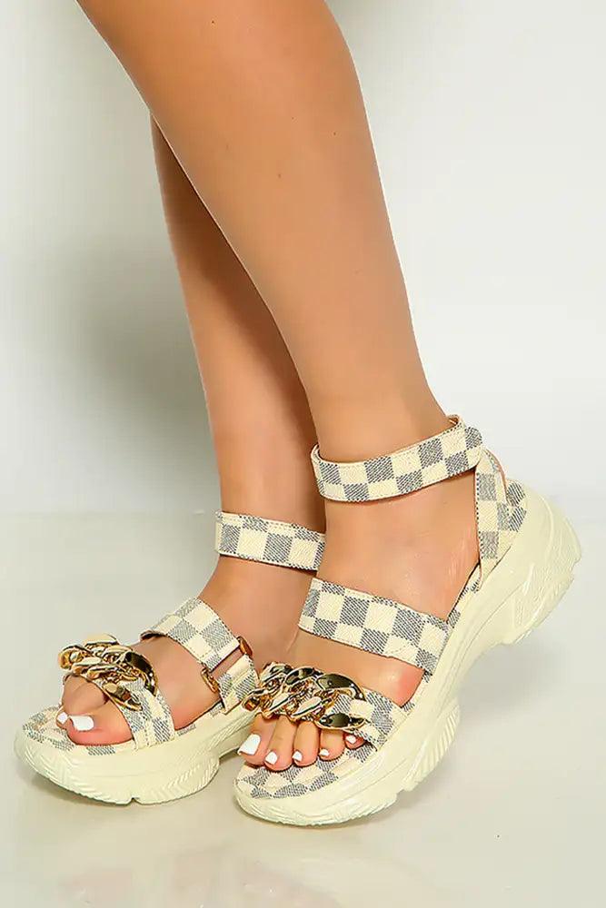 Off white Chain Detail Chunky Sole Flat Gladiator Sandal