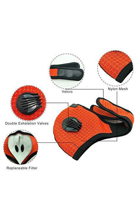 Orange Netted Filter One Piece Face Mask