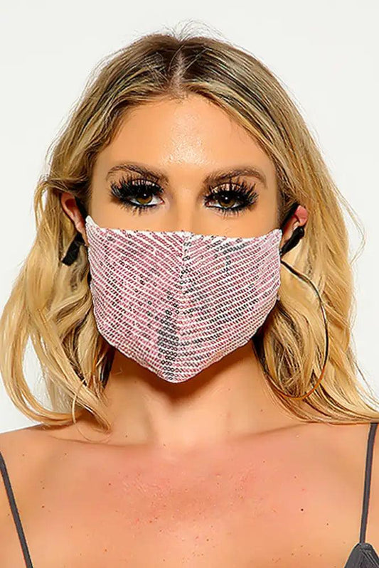 Pink Black Sequin Reusable Fashion Mask - Babewear