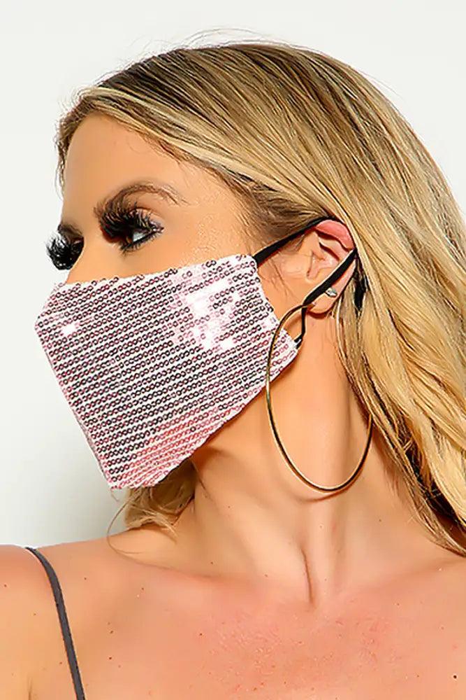 Pink Black Sequin Reusable Fashion Mask