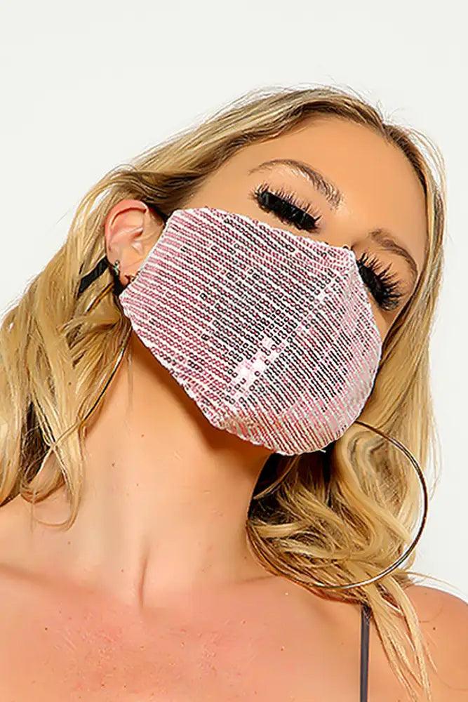 Pink Black Sequin Reusable Fashion Mask