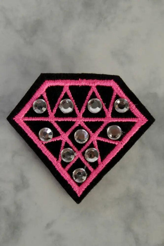 Pink Gem Embroidered Rhinstone Fabric Patch Miscellaneous Accessory - Babewear