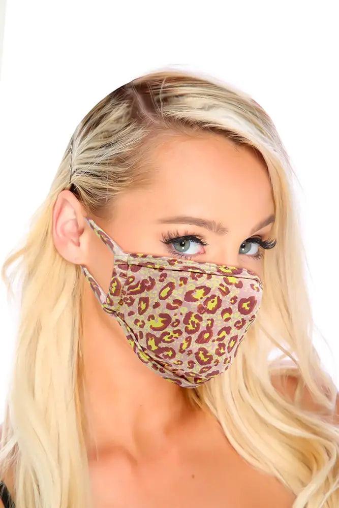 Pink Leopard Print Stretchy Reusable Face Mask