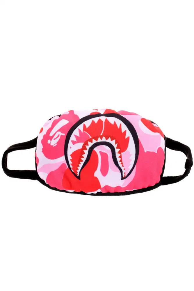 Pink Shark Print Washable Reusable 1 Piece Face Mask