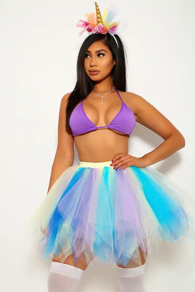 Purple Blue Unicorn Tutu Two Piece Costume