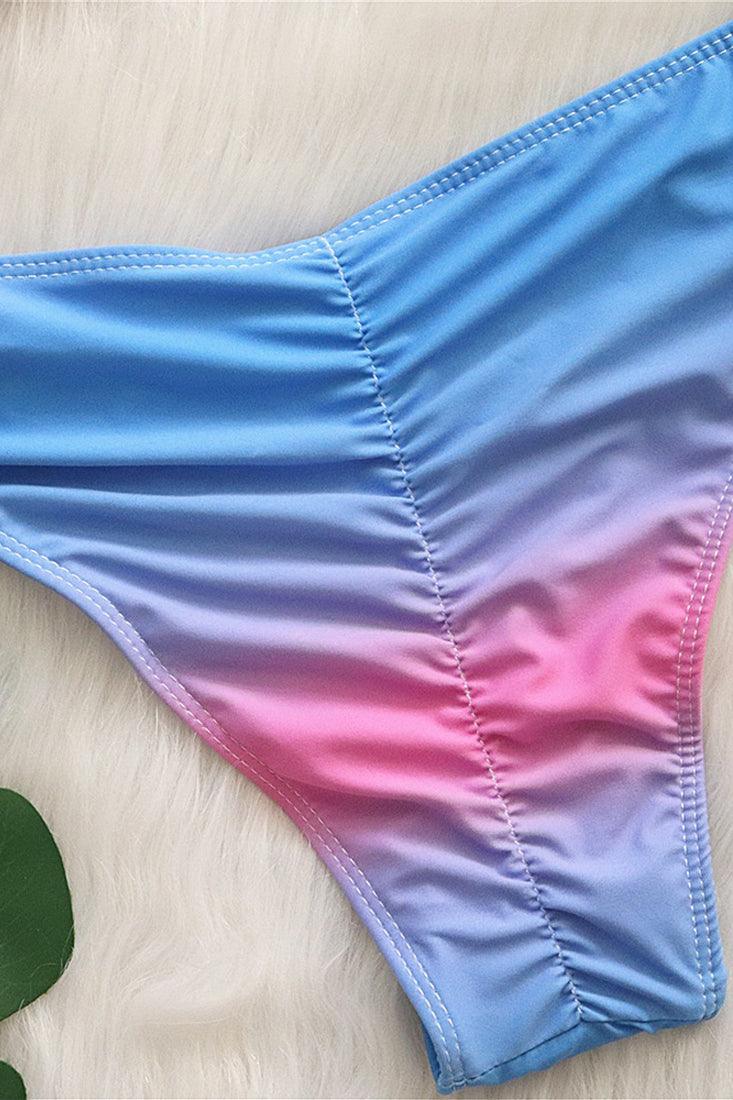 Purple Rhinestone Gem Strappy Halter 2 Pc Swimsuit