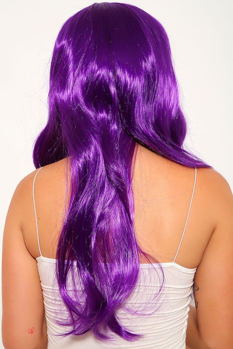 Purple Wavy Bangs Long Costume Wig