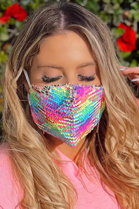 Rainbow Sequins Reusable Washable Mask