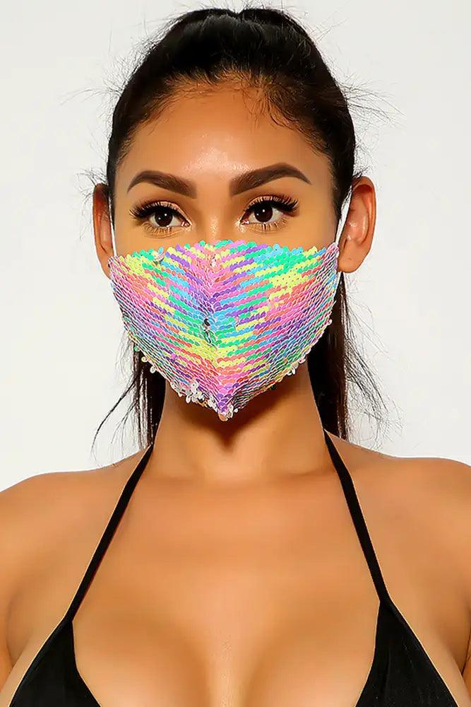 Rainbow Sequins Reusable Washable Mask - Babewear