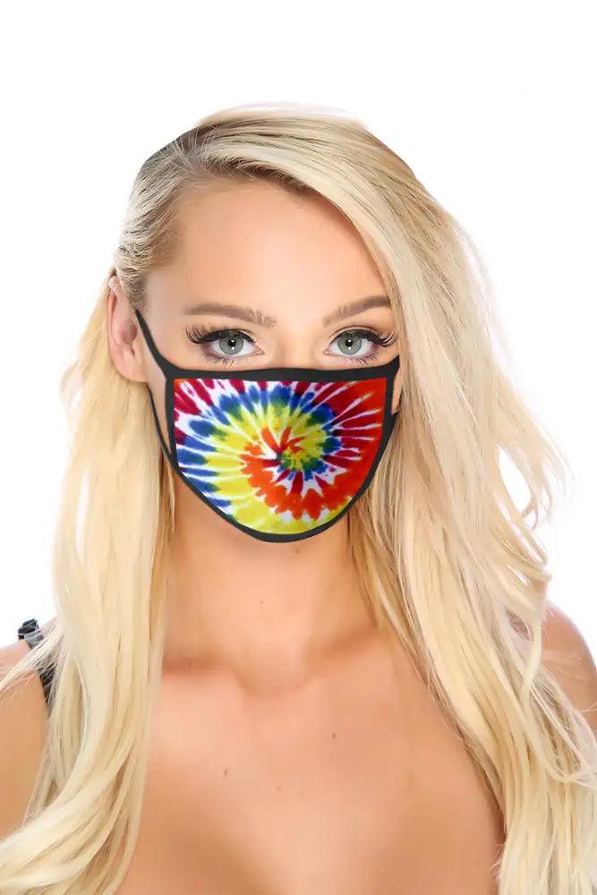 Rainbow Tie Dye Print Washable Face Mask - Babewear