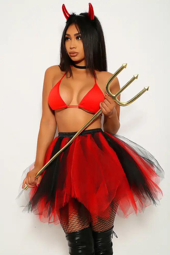 Red Black Sexy Devil Tutu Two Piece Costume