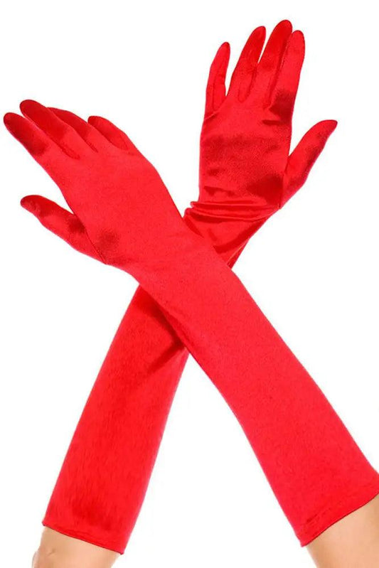 Red Extra Long Satin Gloves