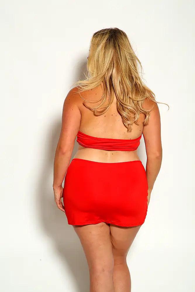 Red Halter O-Ring Cut Out Plus size Party Dress