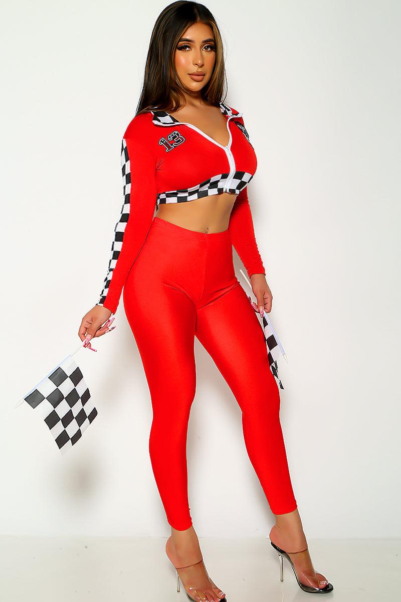 Red Race Car Racer Full Length 2pc Sexy Costume