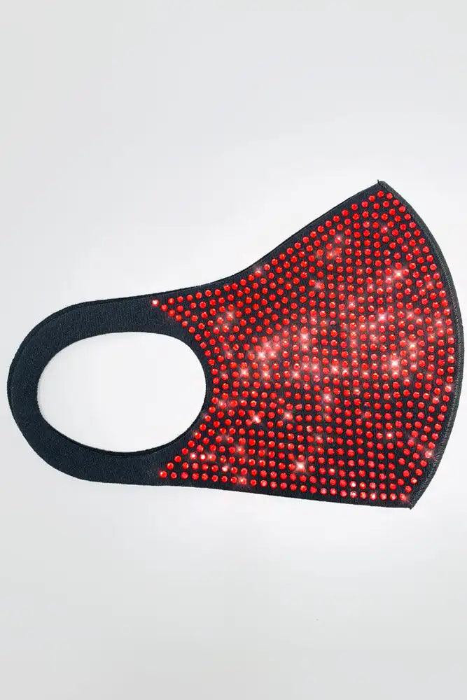 Red Rhinestone Accent Face Mask