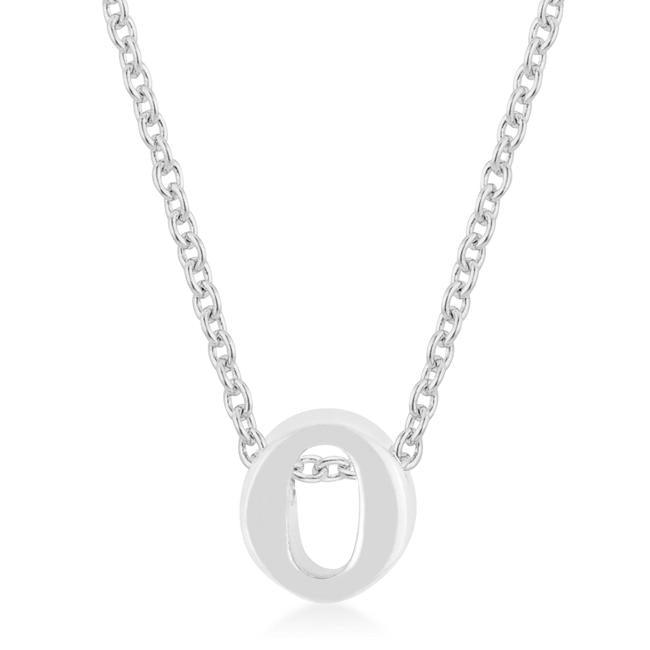 Rhodium Plated Finish Initial O Pendant - Babewear