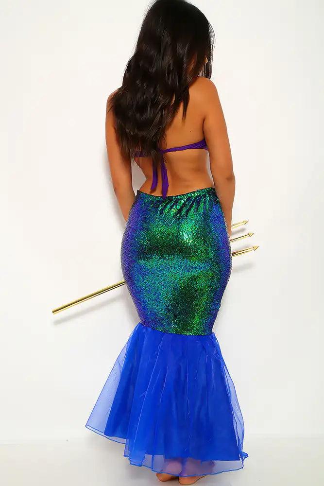 Royal Blue Green Mermaid Skirt One Piece Costume