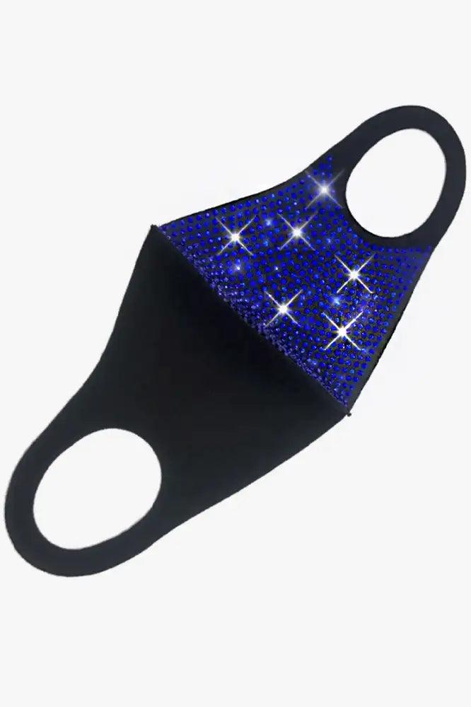 Royal Blue Half Side Rhinestone Accent Face Mask