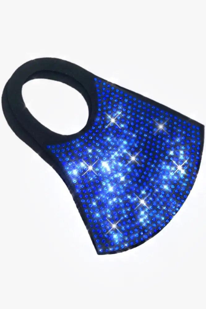 Royal Blue Half Side Rhinestone Accent Face Mask