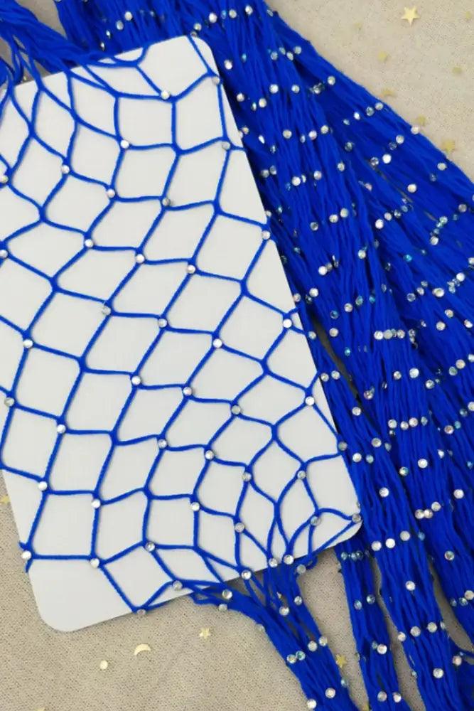 Royal Blue Rhinestone Fishnets Costume Accessory