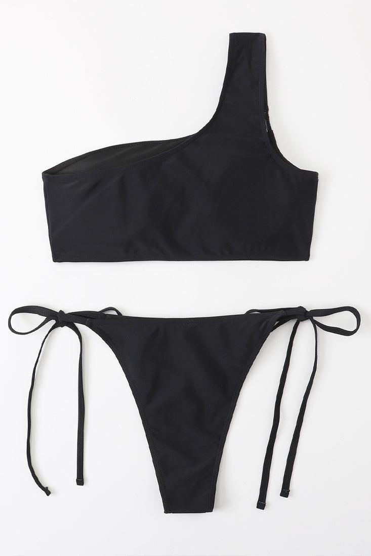 Sexy 2pc Black One Should Bikini With Mesh Cutouts