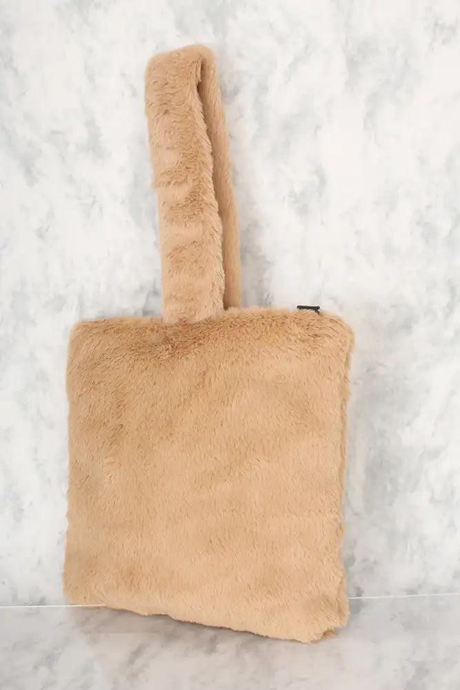 Sexy Beige Faux Fur Mini Tote Bag