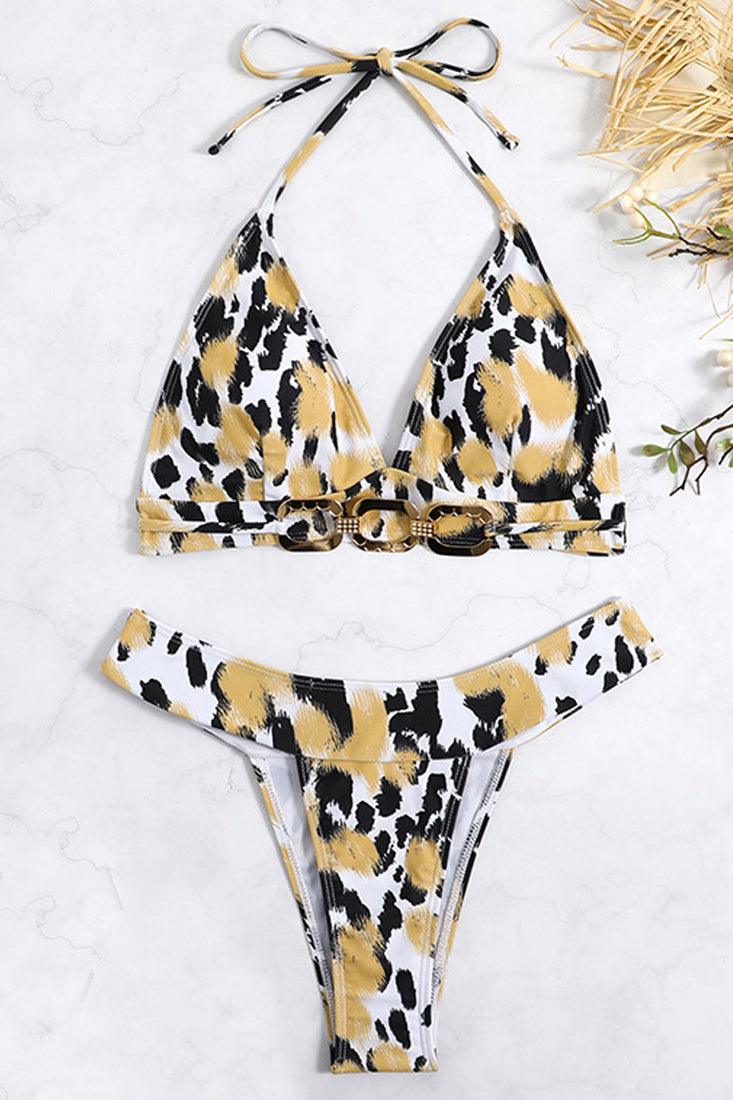 Sexy Black And Tan Leopard Print Cheeky Bikini