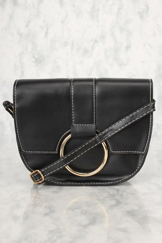 Sexy Black O-Ring Small Shoulder Handbag - Babewear