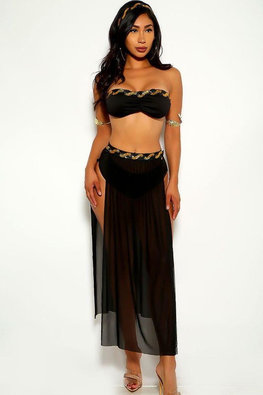 Sexy Black Sequin Cleopatra of the Nile Goddess Costume