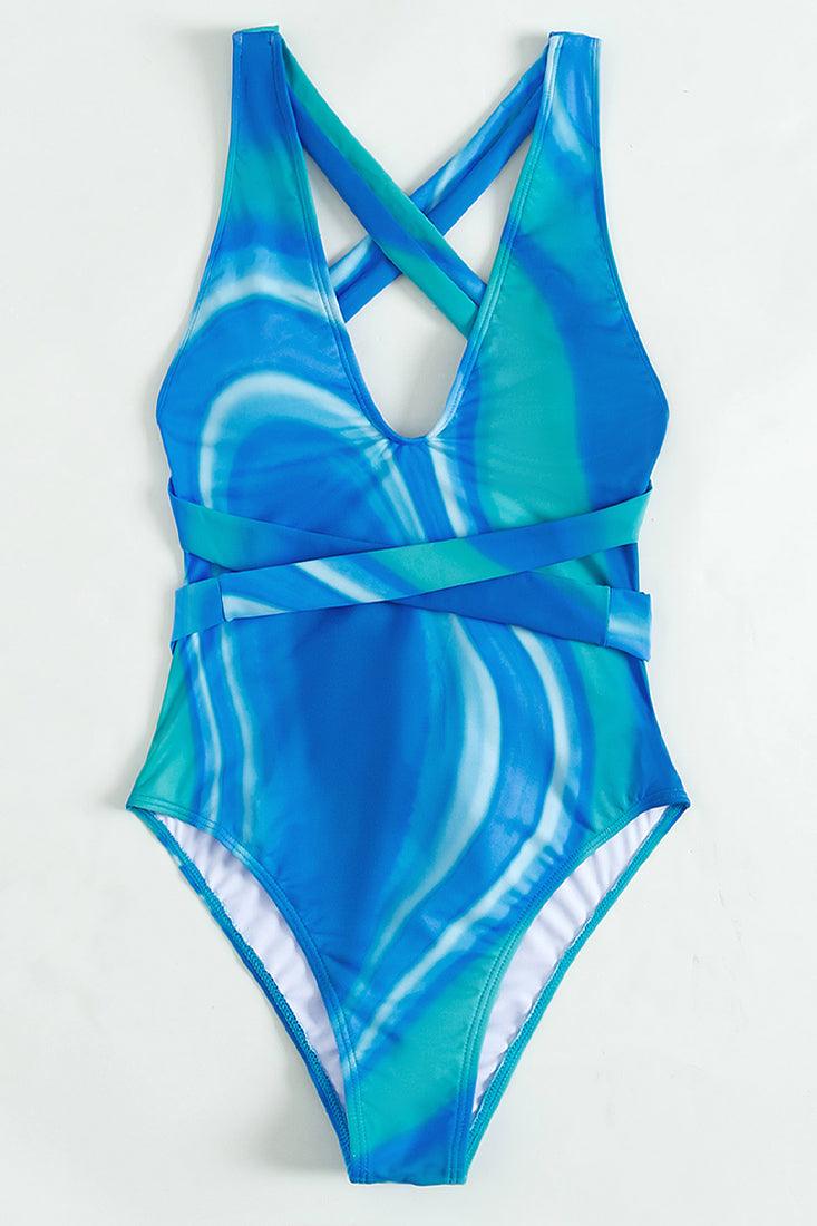 Sexy Blue Multi Colored Monokini