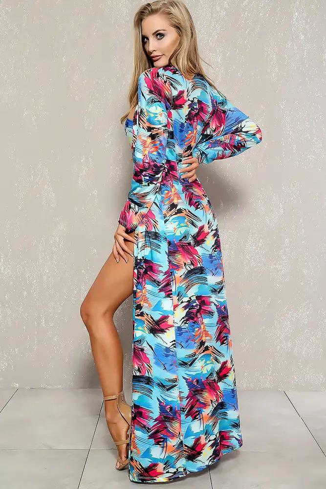 Sexy Blue Purple Graphic Swimsuit Kimono Coverup Matching Set