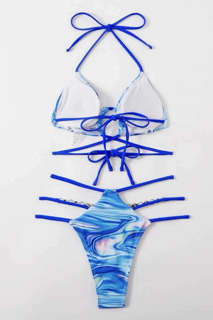 Sexy Blue Swirl Cheeky Bikini