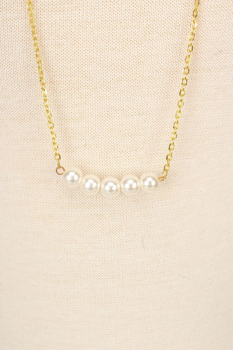 Sexy Gold Polish Chain Pearl Accent Necklace