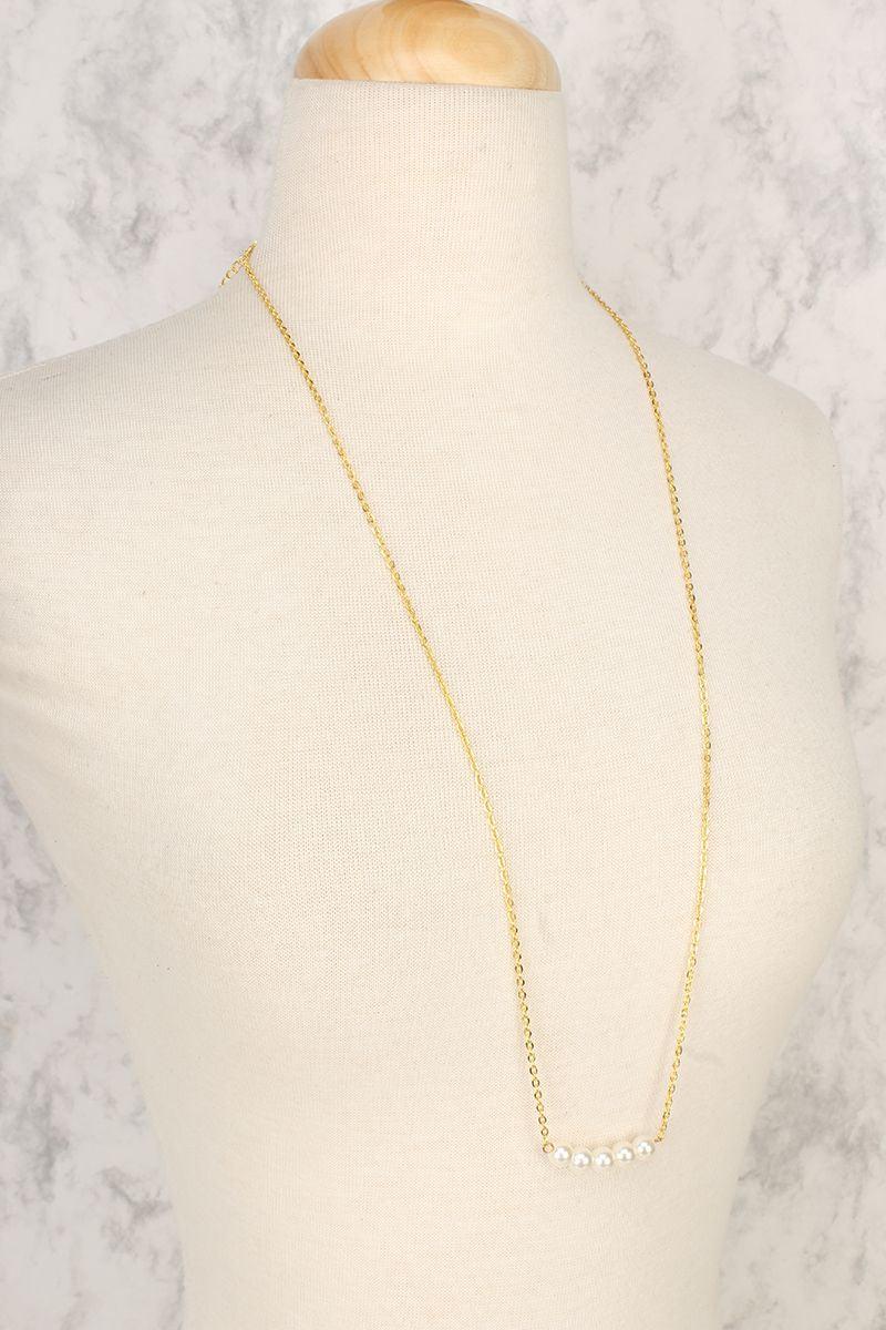 Sexy Gold Polish Chain Pearl Accent Necklace