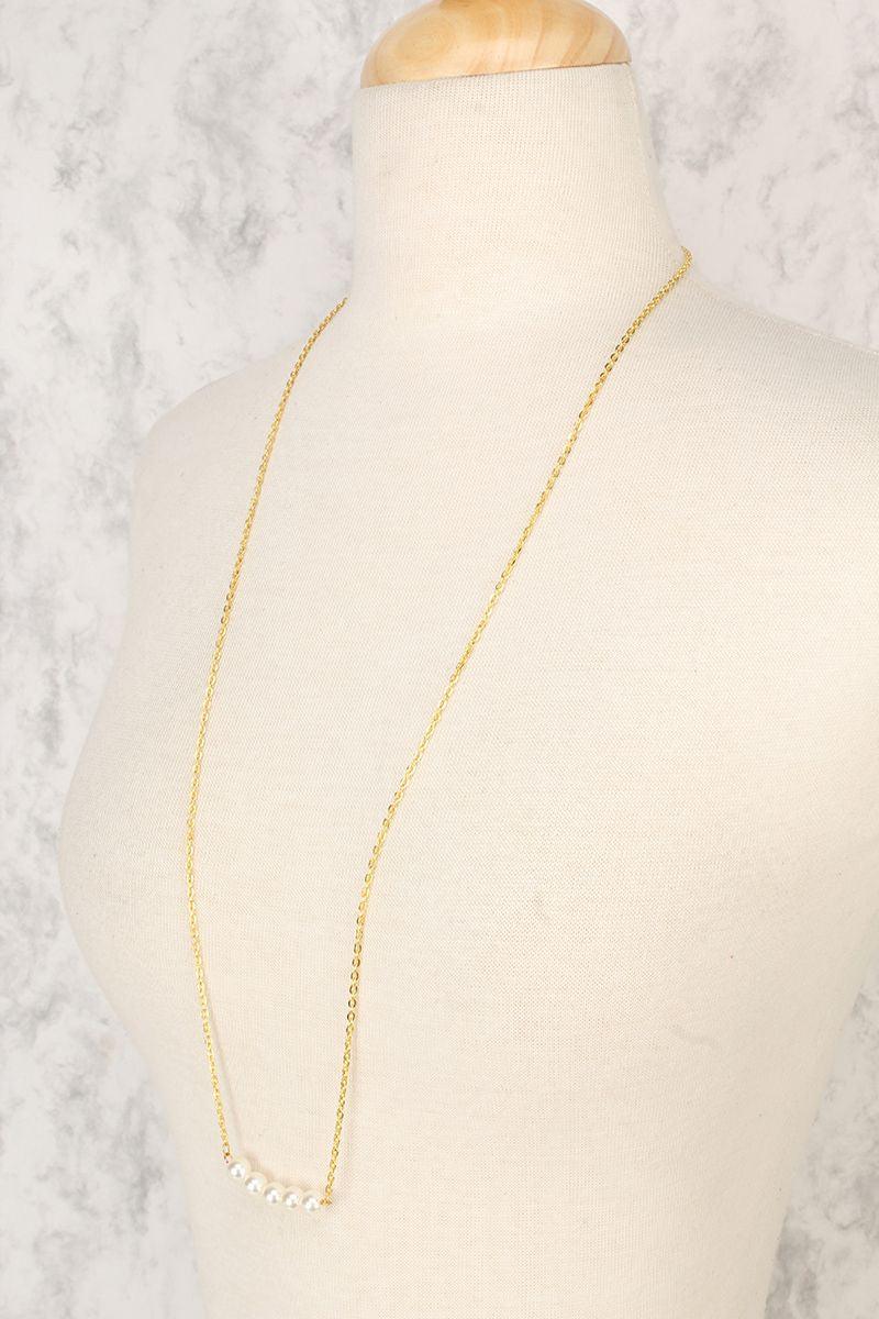 Sexy Gold Polish Chain Pearl Accent Necklace