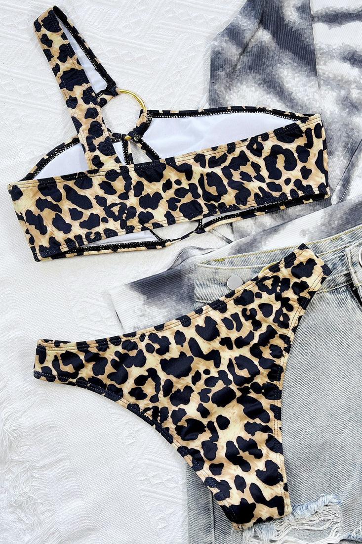 Sexy Gold Ring Leopard Print 2pc Bikini