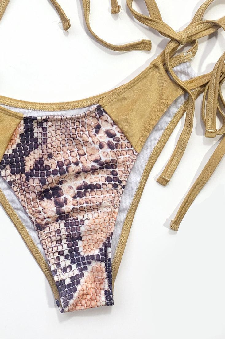 Sexy Gold Snake 2pc Bikini With Gold Trim