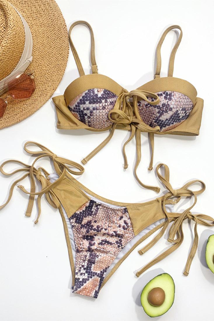 Sexy Gold Snake 2pc Bikini With Gold Trim