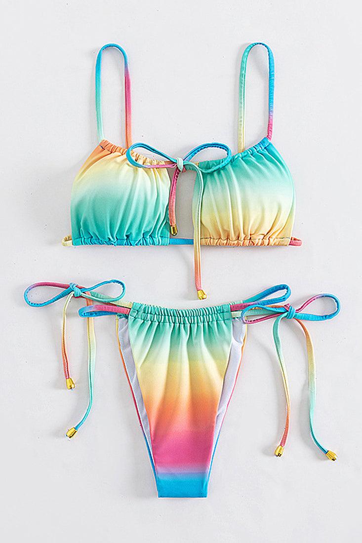 Sexy Gradient Rainbow Print 2pc Bikini