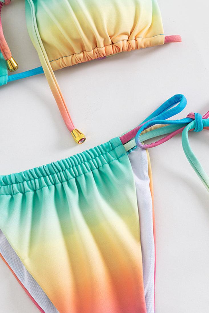 Sexy Gradient Rainbow Print 2pc Bikini