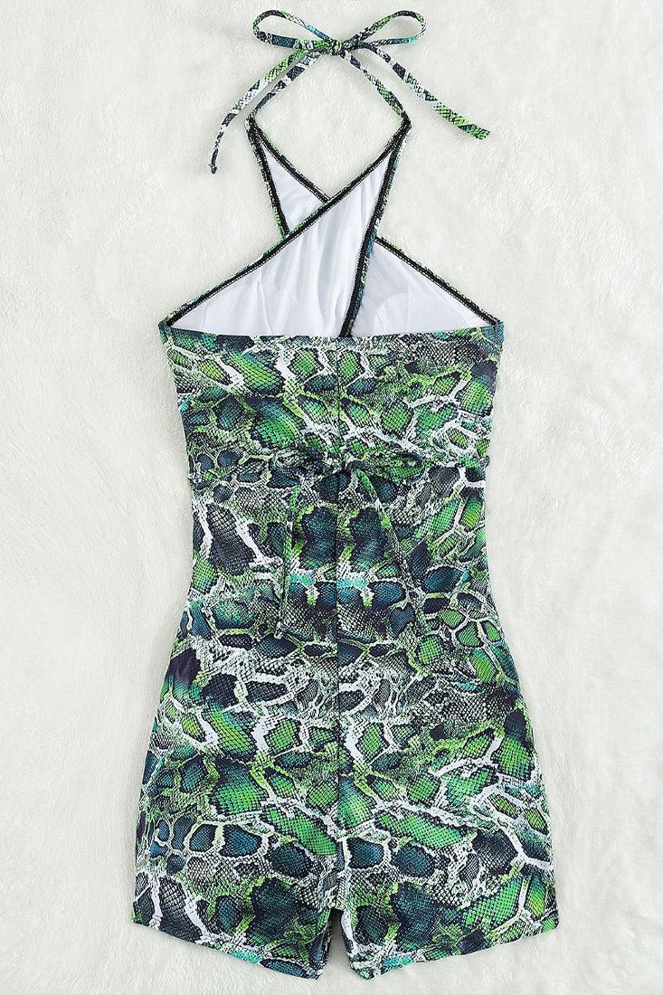 Sexy Green Snake 1pc Romper Swimsuit