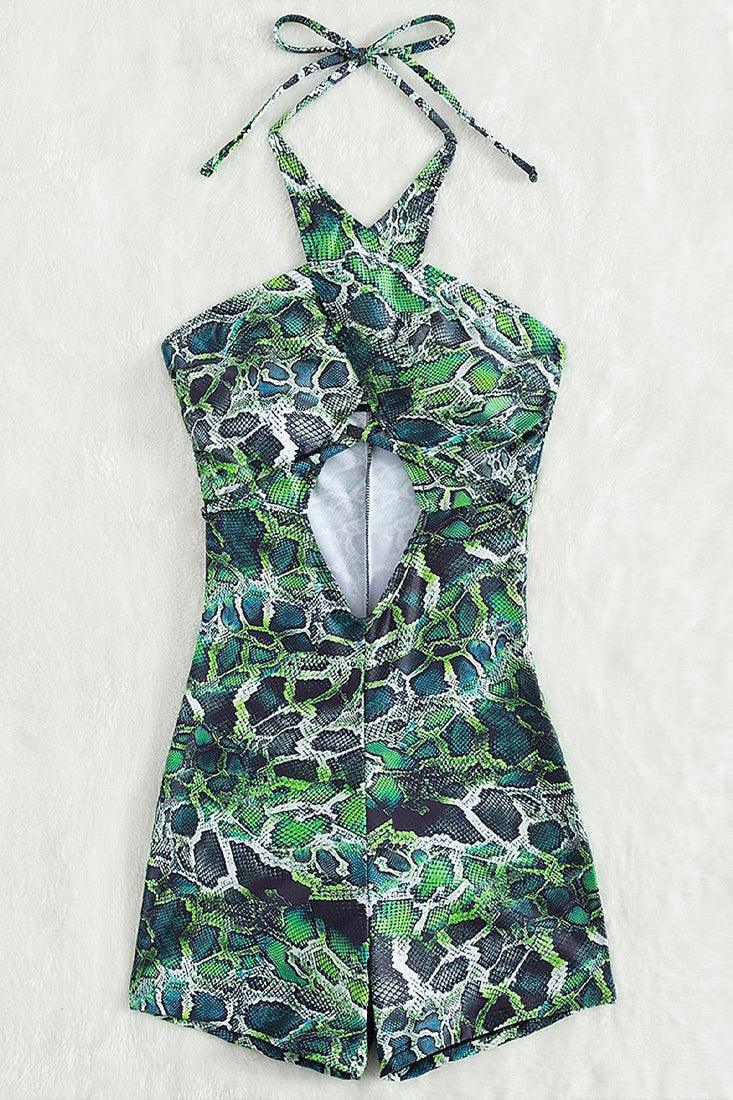 Sexy Green Snake 1pc Romper Swimsuit