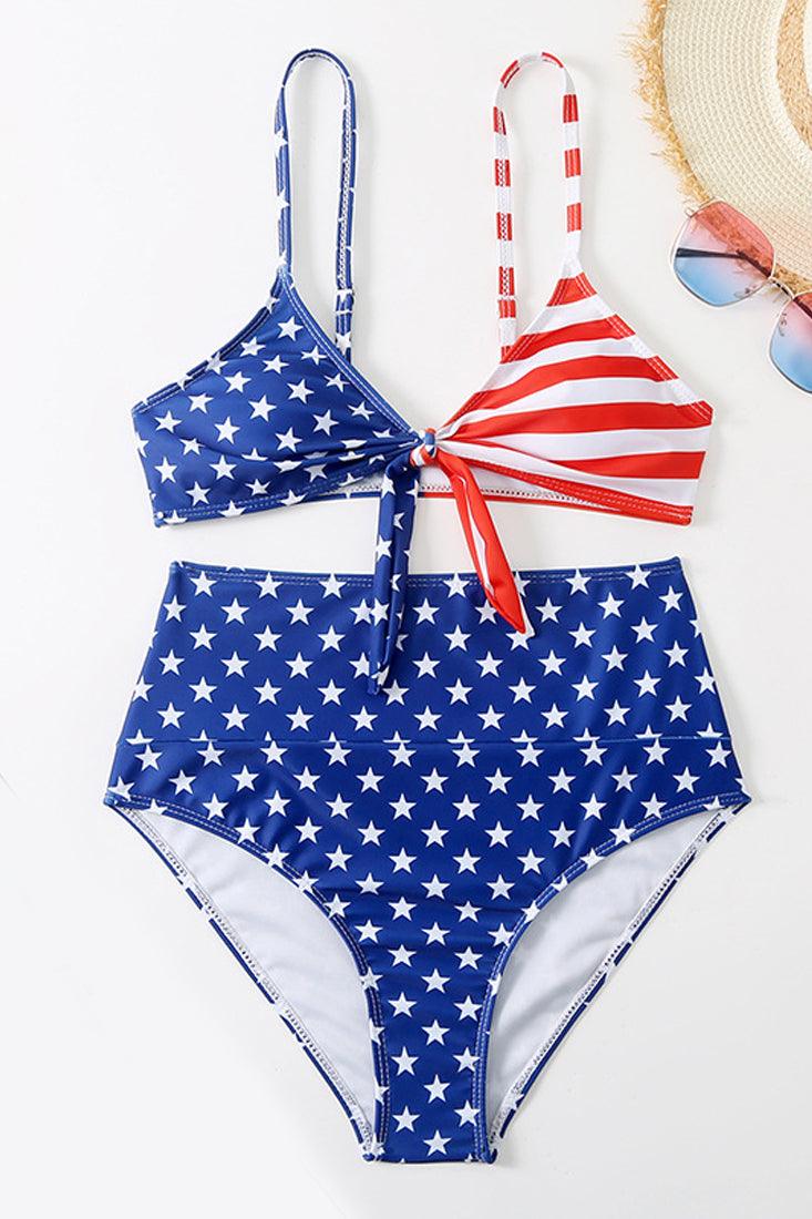 Sexy High Waist Patriotic Stars And Stripes 2pc Bikini