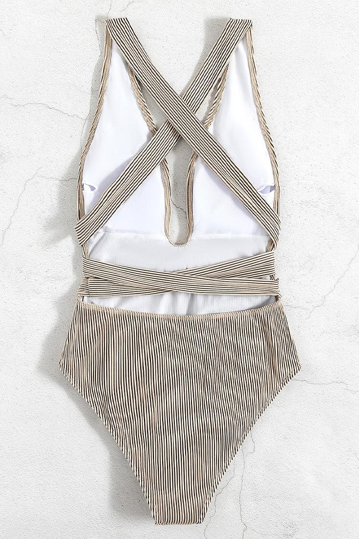 Sexy Khaki Monokini With Long Tie Straps